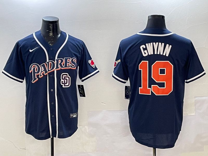 Men San Diego Padres #19 Gwynn Blue Throwback Game 2025 Nike MLB Jersey style 5->san diego padres->MLB Jersey